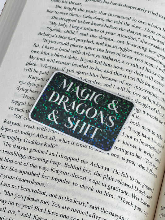 Magic & Dragons & Shit Holographic Glitter Sticker