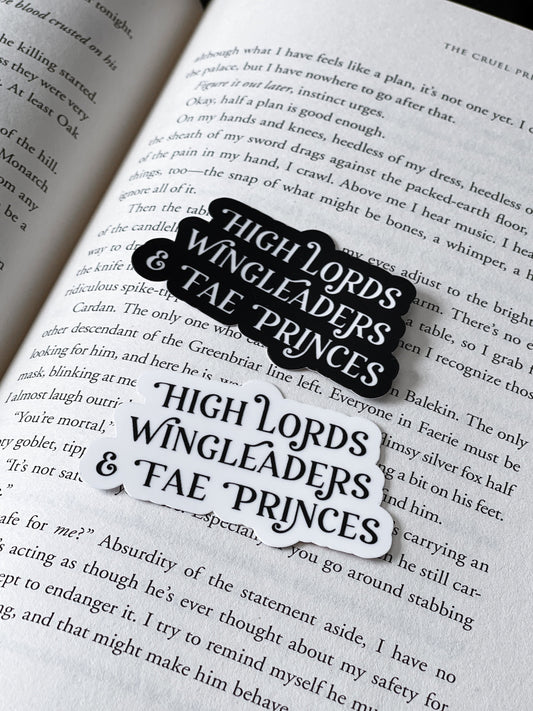 High Lords Wingleaders And Fae Princes Sticker