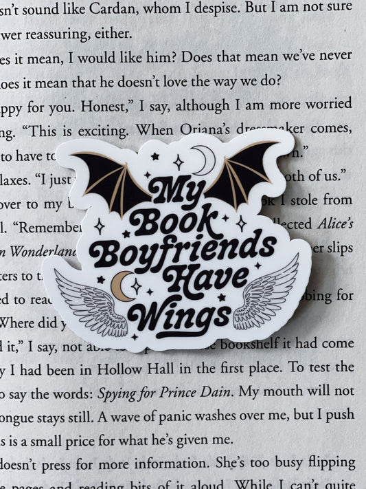 My Book Boyfriends Have Wings Sticker