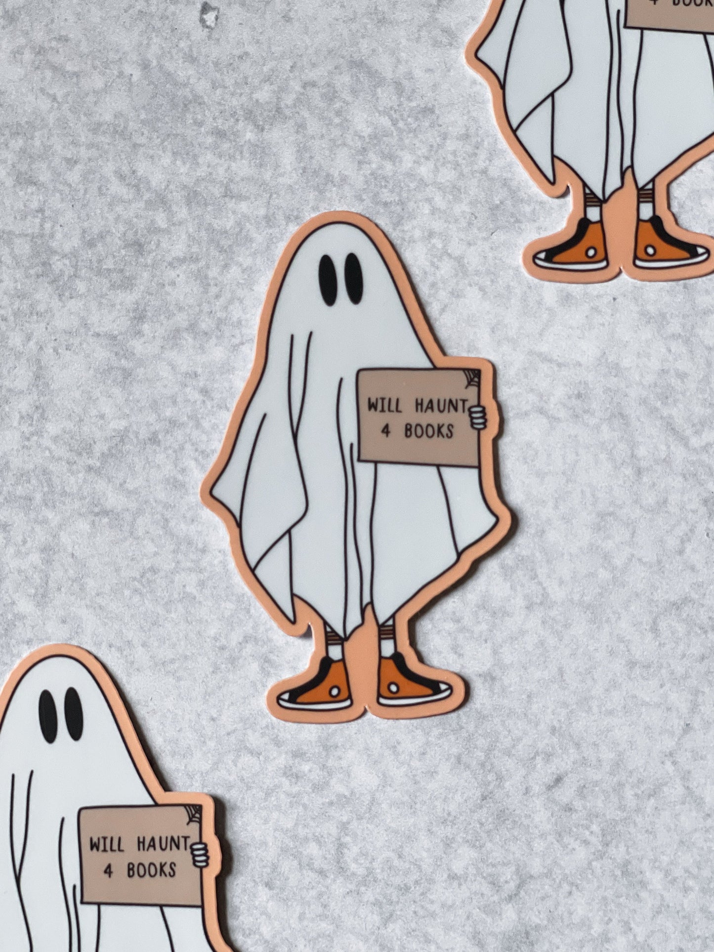 Ghostie Will Haunt For Books Sticker