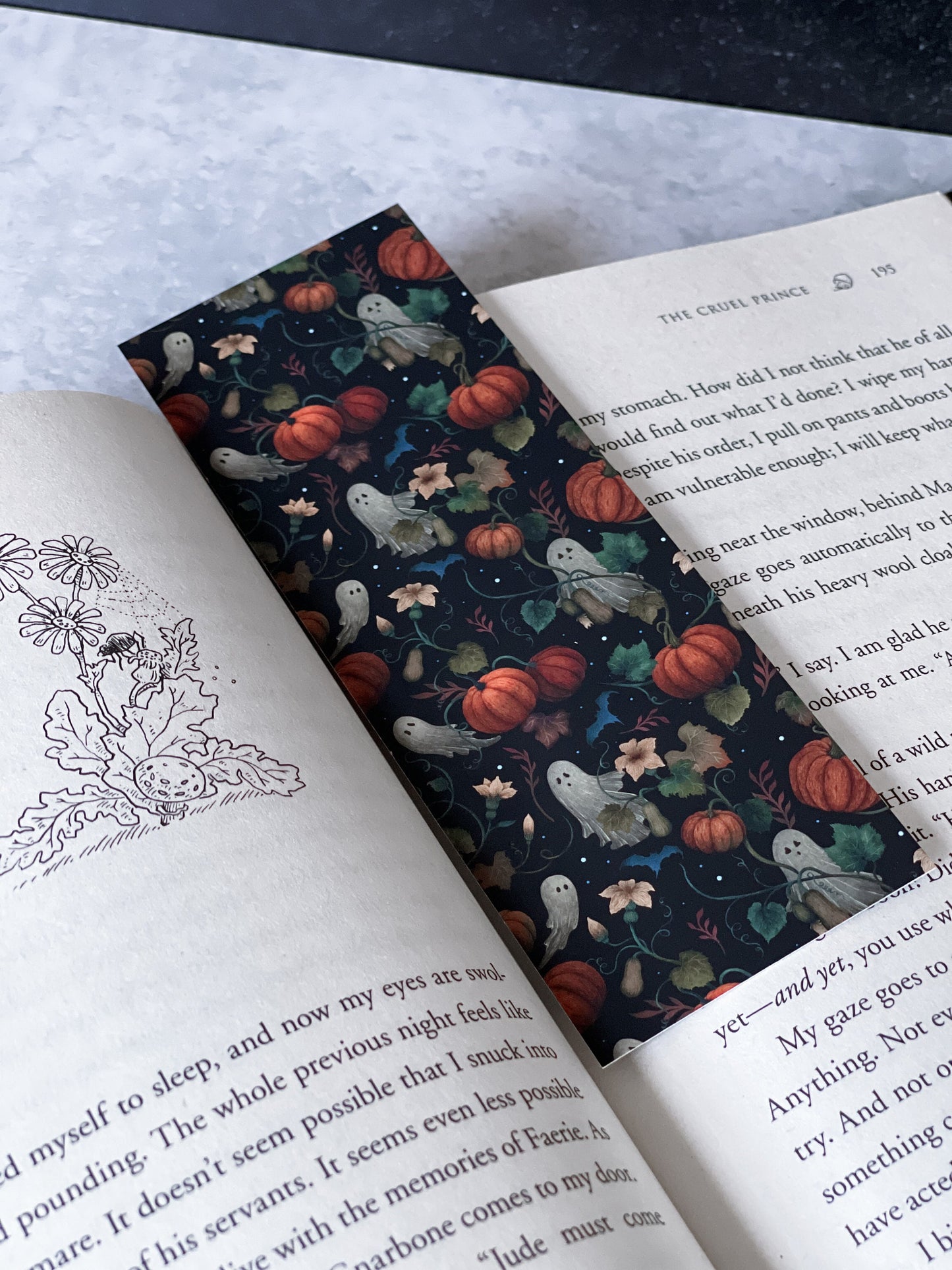 Pumpkins & Ghosts Soft Matte Bookmark, Book Accessory, Book Lover, Aesthetic Bookmark, Fall, Halloween Bookmarks, Fantasy Reader