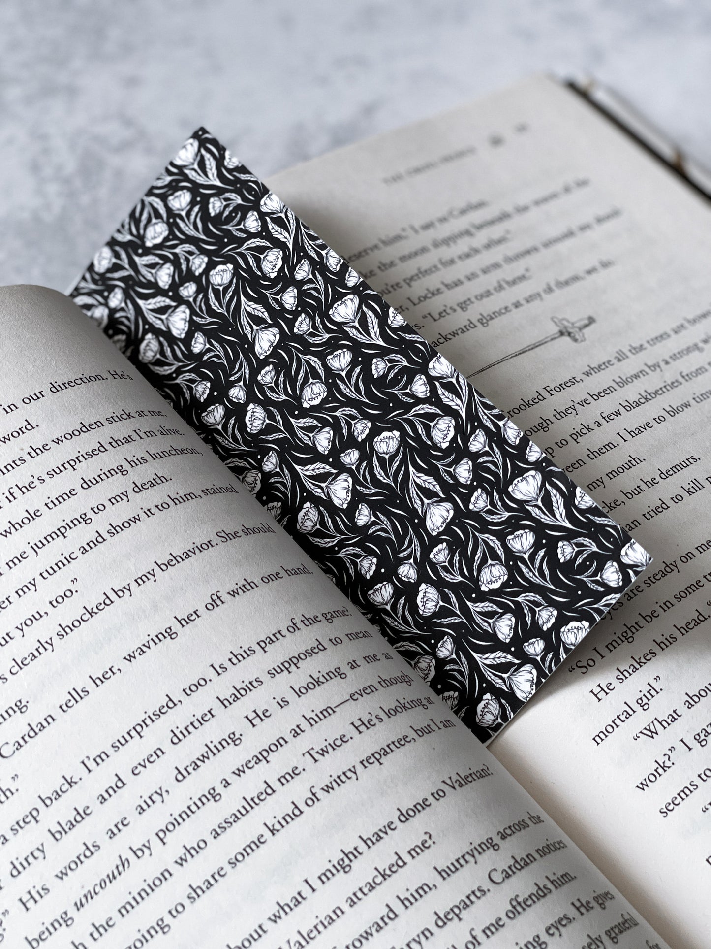 Black Floral Soft Matte Bookmark, Book Accessory, Romantasy Reader, Book Lover, Witchy, Fantasy Bookmark, Aesthetic Bookmark, Bookish