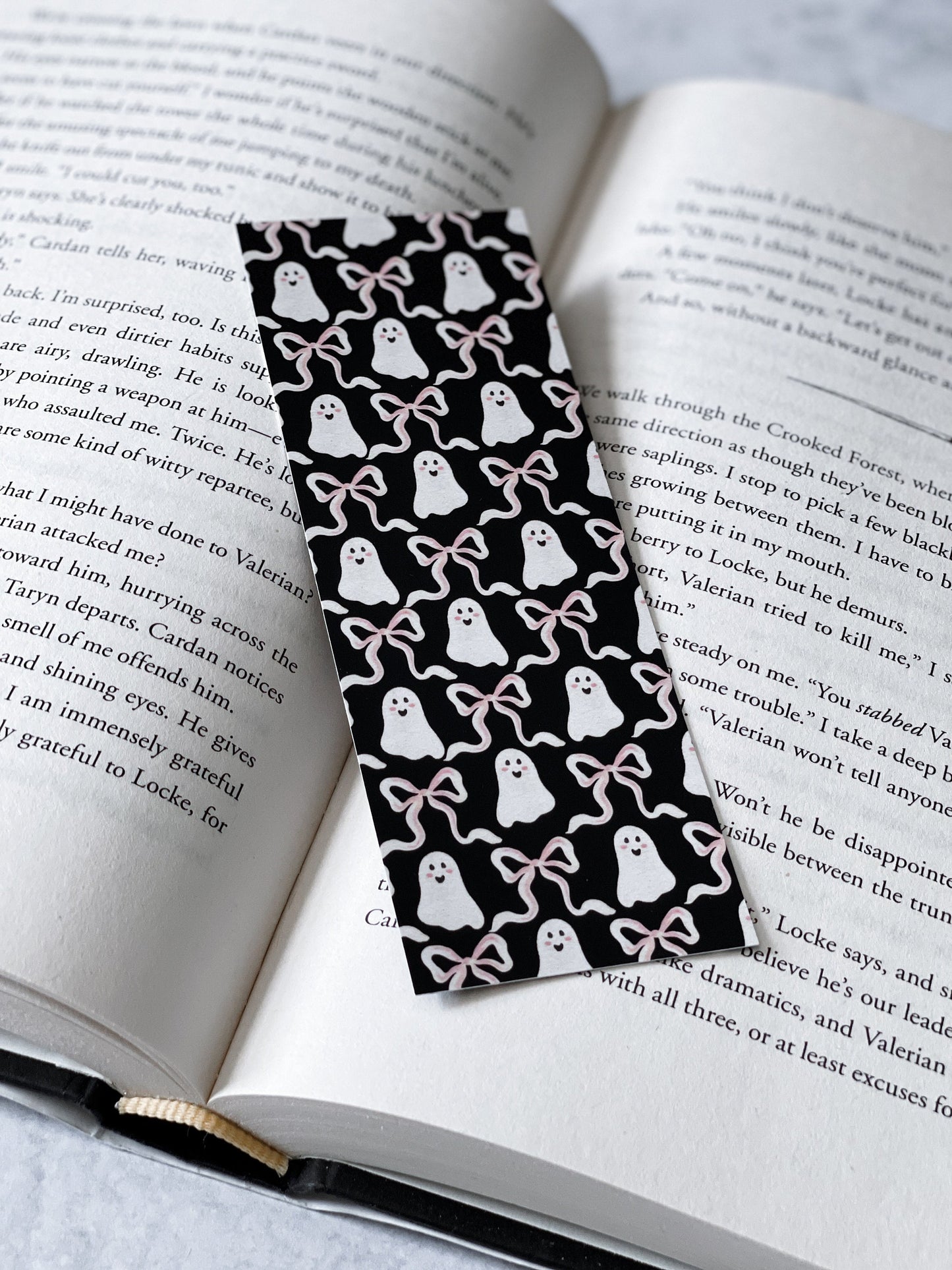 Coquette Ghost Bows Soft Matte Bookmark, Book Accessory, Book Lover, Aesthetic Bookmark, Fall, Halloween Bookmarks, Fantasy Reader, Bookish