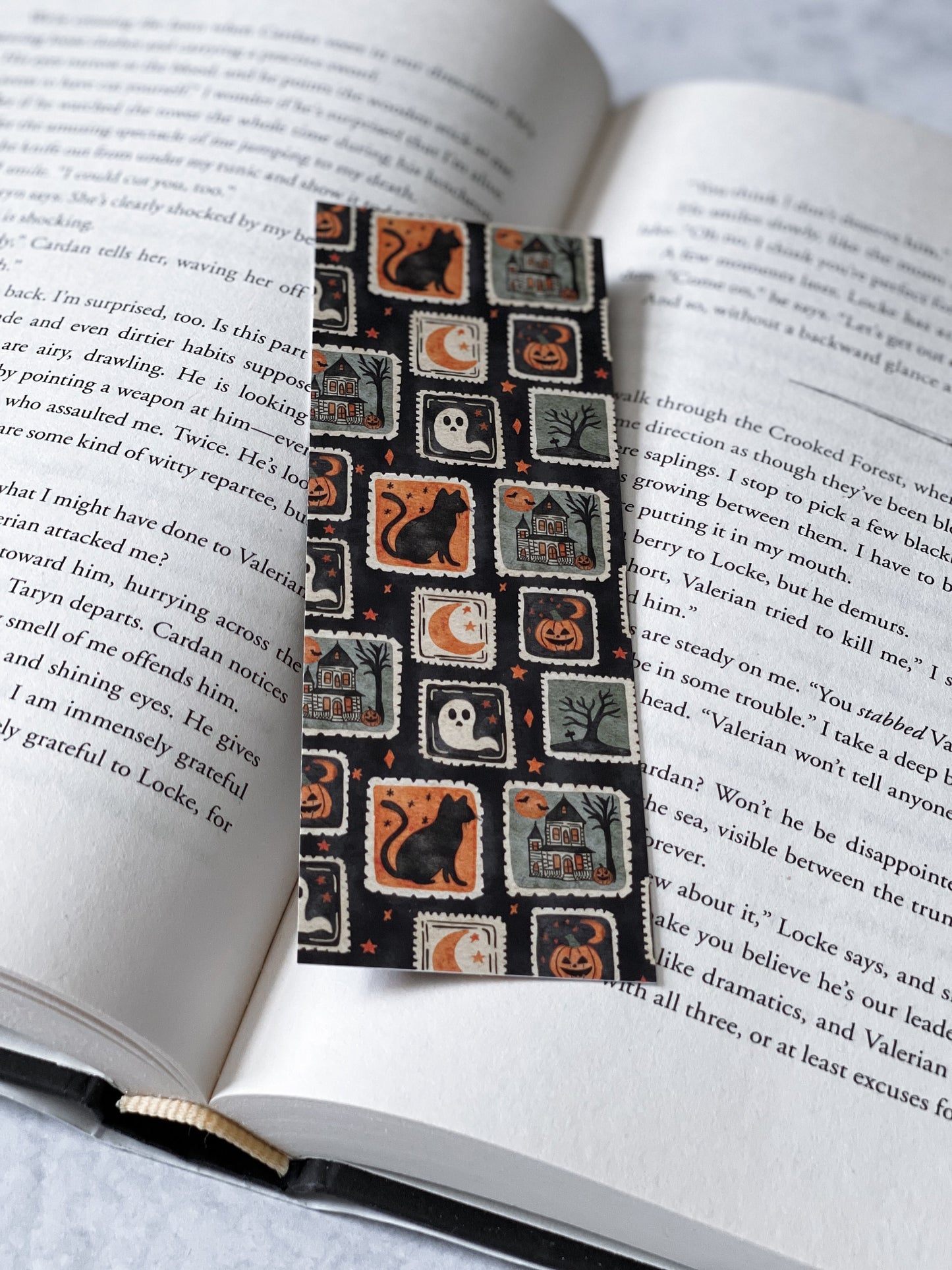 Halloween Stamps Soft Matte Bookmark, Book Accessory, Book Lover, Aesthetic Bookmark, Fall, Halloween Bookmarks, Fantasy Reader, Bookish