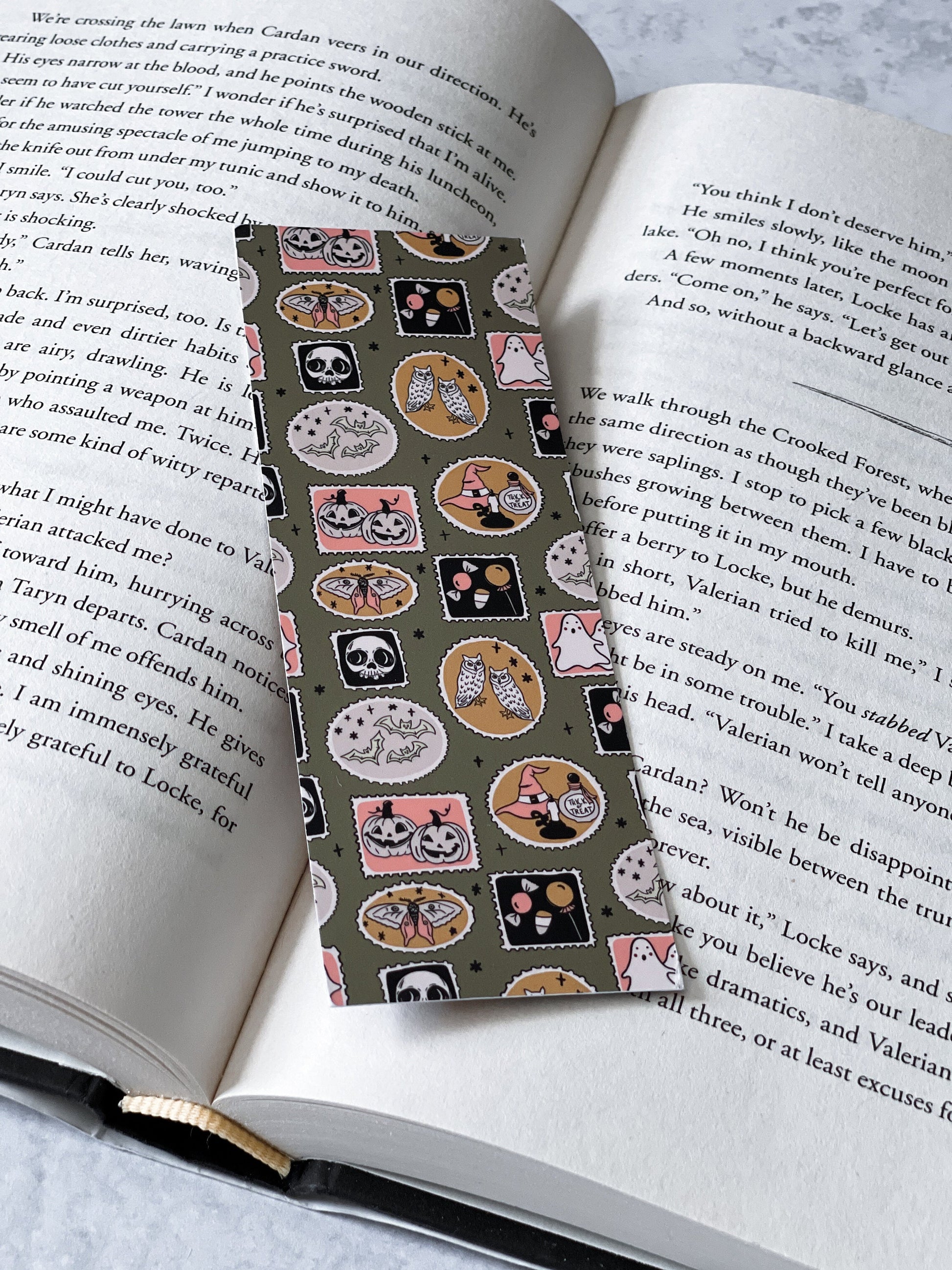 Bats And Skulls Soft Matte Bookmark, Book Accessory, Book Lover, Aesthetic Bookmark, Fall, Halloween Bookmarks, Fantasy Reader, Bookish