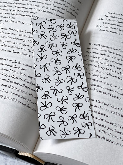 Coquette Black And White Bows Soft Matte Bookmark, Book Accessory, Romantasy Reader, Book Lover, Romance Reader, Aesthetic Bookmark, Bookish