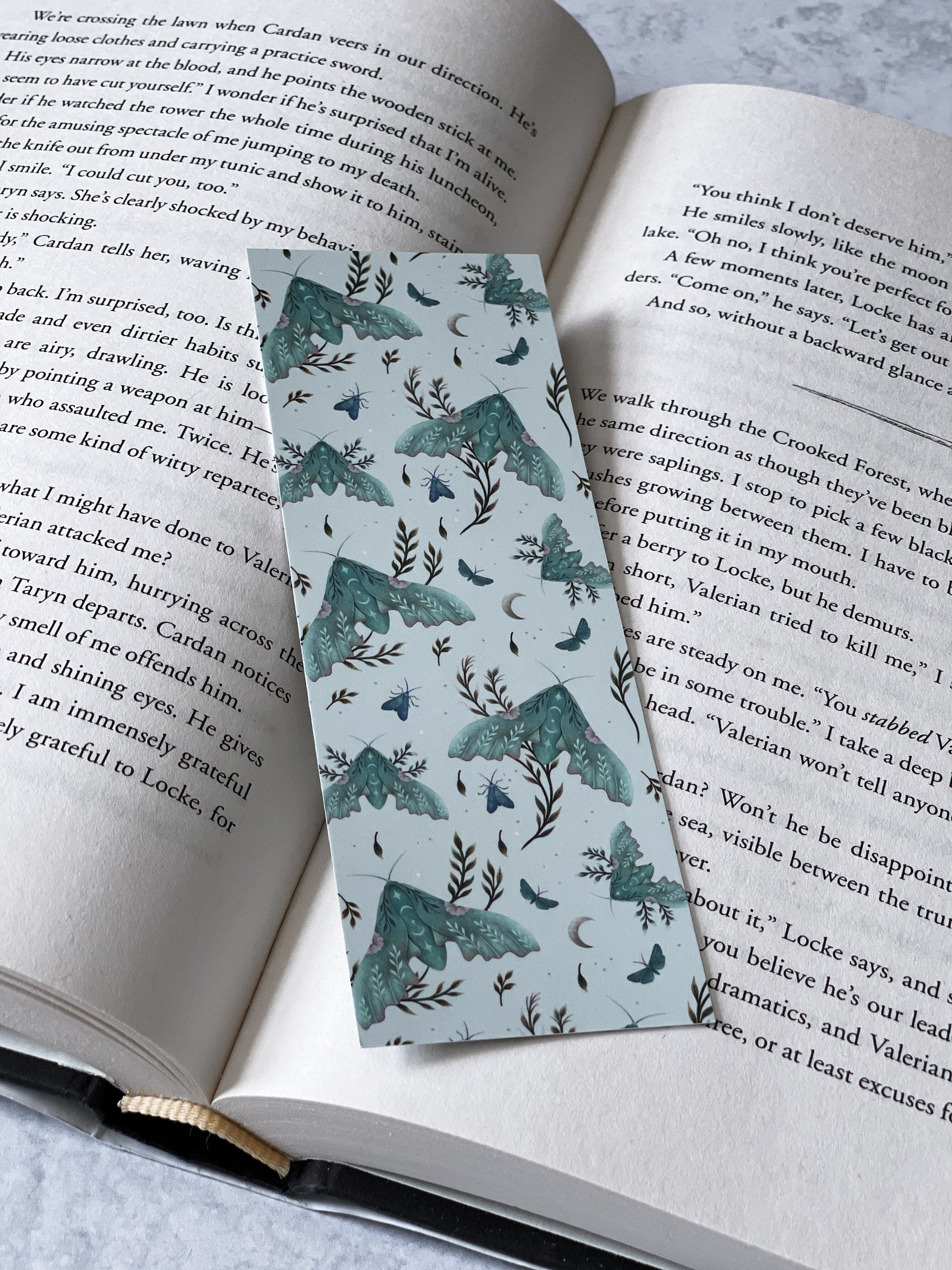 Mint Lunar Moth Soft Matte Bookmark, Book Accessory, Romantasy Reader, Book Lover, Witchy, Fantasy Bookmark, Aesthetic Bookmark, Bookish