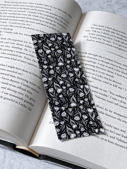 Black Floral Soft Matte Bookmark, Book Accessory, Romantasy Reader, Book Lover, Witchy, Fantasy Bookmark, Aesthetic Bookmark, Bookish