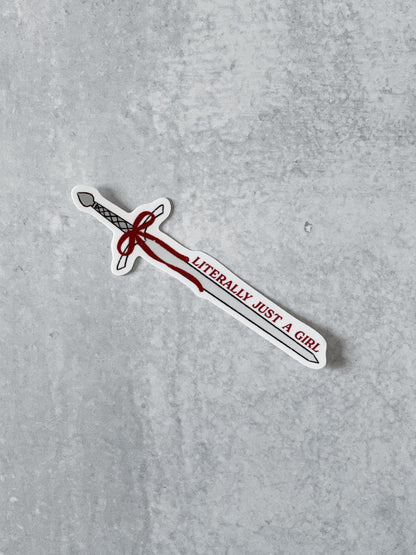 Just A Girl Coquette Sword Sticker, Book Lover Merch, Kindle Sticker, Bookish Stickers, Kindle Accessory, Fantasy Sticker, Fantasy Book