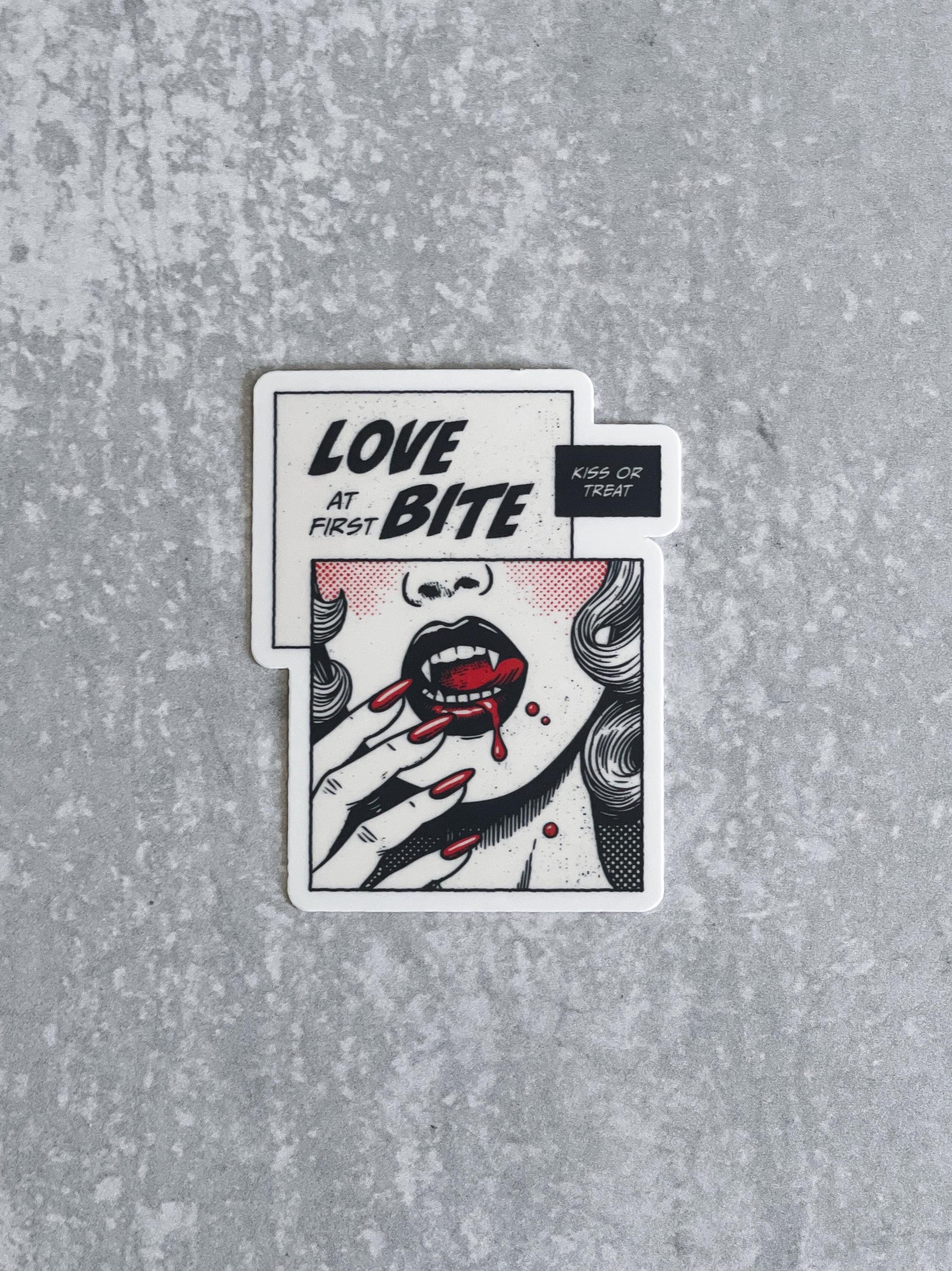 Love At First Bite Vampire Sticker, Book Lover Merch, Kindle Sticker, Bookish Stickers, Kindle Accessory, Fantasy Sticker, Fictional Men