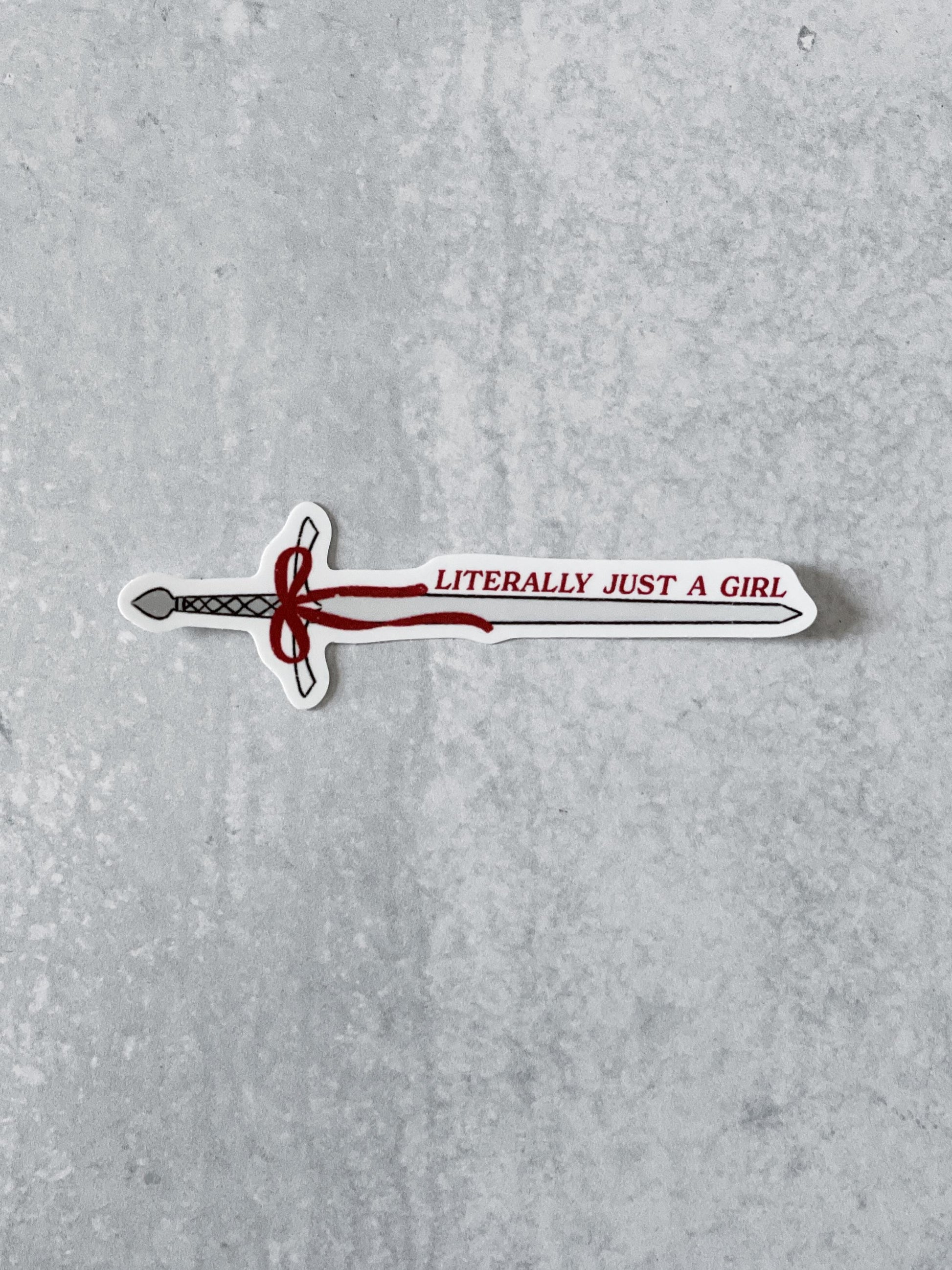 Just A Girl Coquette Sword Sticker, Book Lover Merch, Kindle Sticker, Bookish Stickers, Kindle Accessory, Fantasy Sticker, Fantasy Book