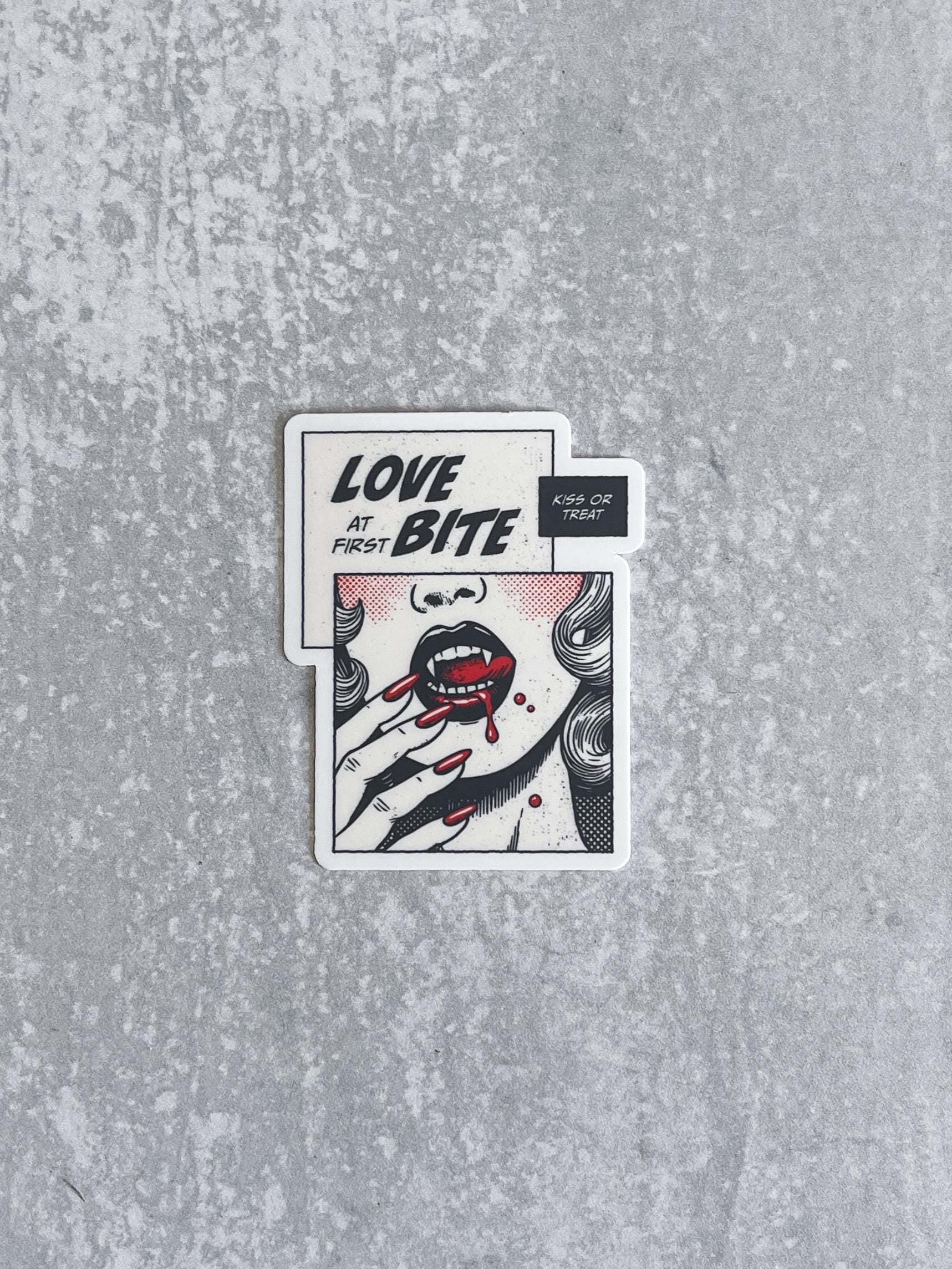 Love At First Bite Vampire Sticker, Book Lover Merch, Kindle Sticker, Bookish Stickers, Kindle Accessory, Fantasy Sticker, Fictional Men